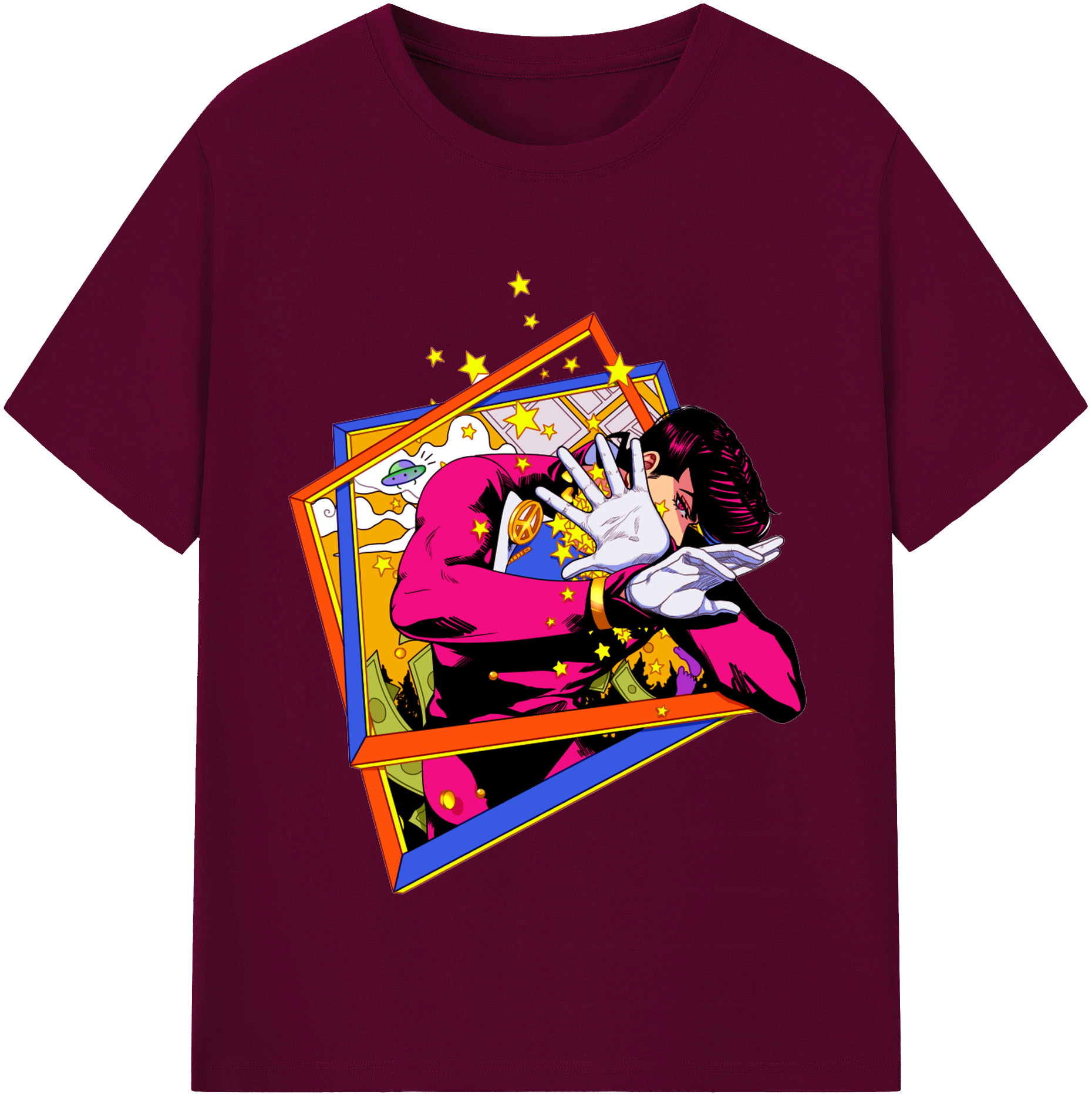 （画像用） ジョジョの奇妙な冒険 ひがしかた じょうすけ JoJo's Bizarre Adventure Higashikata Josuke レディースカジュアルプリントTシャツ（綿100％）
